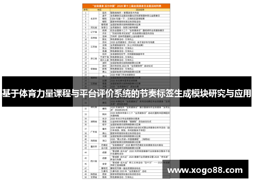 基于体育力量课程与平台评价系统的节奏标签生成模块研究与应用